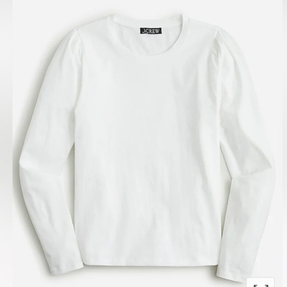 J crew puff sleeve crewneck tee shirt white - Picture 1 of 2